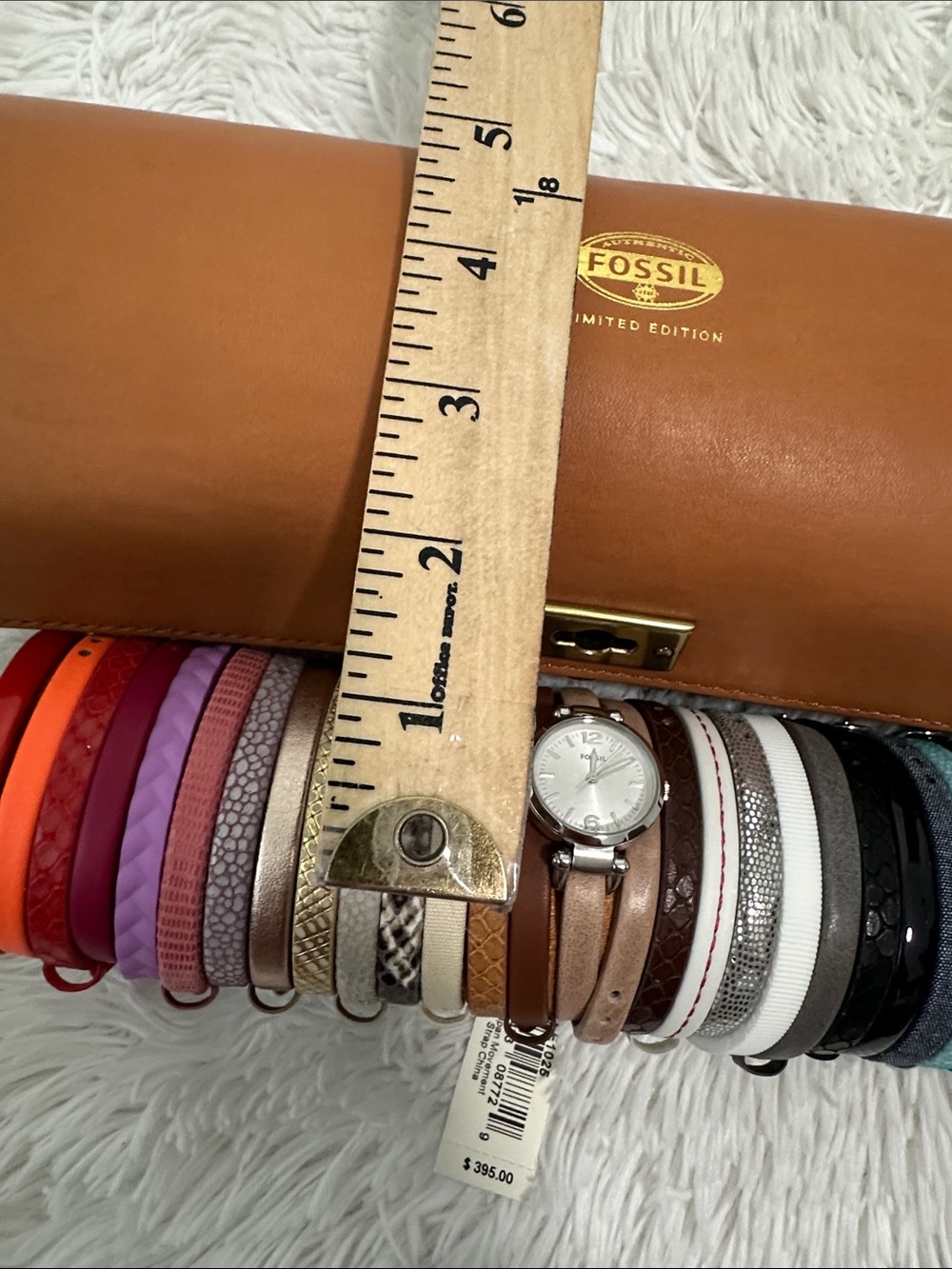 🥕 NWT Fossil Georgia Collection with 30 Bands in Leather Baguette Case - Picture 5 of 5